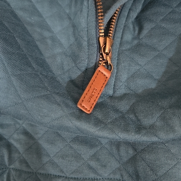 L.L. Bean Teal Quilted Sweatshirt 1/4 Zip With Kangaroo Pouch Sz M - Picture 5 of 7